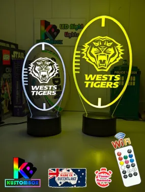 West Tigers Rugby League Club 3D LED Night Light Lamp