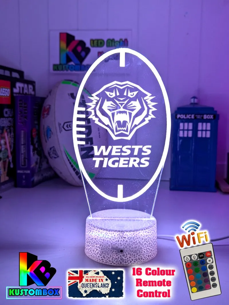 West Tigers Rugby League Club 3D LED Night Light Lamp