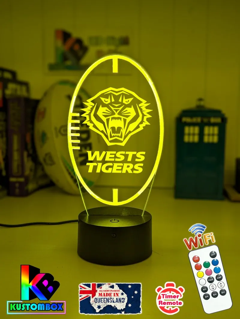 West Tigers Rugby League Club 3D LED Night Light Lamp