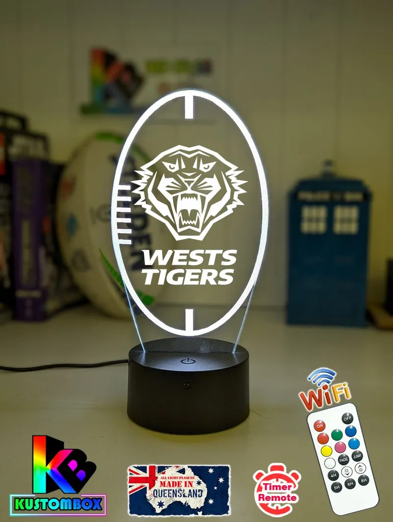West Tigers Rugby League Club 3D LED Night Light Lamp